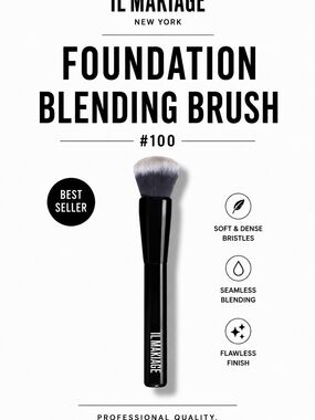 IL MAKIAGE Foundation Blending Brush #100 - Black Handle with Gray Bristles